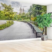 Fototapeta - park, ławki, miasto