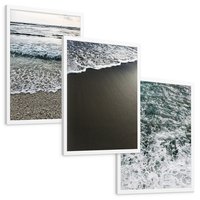 Zestaw obrazy w ramie, plakaty - morze, woda, plaża - rama biała