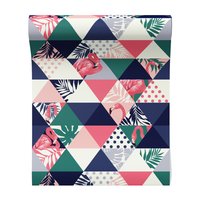 Tapeta - flamingo, trójkąt, liście