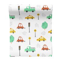 Tapeta - dziecięca, samochody, znaki,