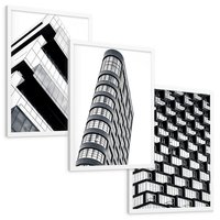 Zestaw obrazy w ramie, plakaty - architektura, budynki, miasto - rama biała