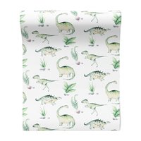 Tapeta - dziecięca, dinozaur, liście, rośliny