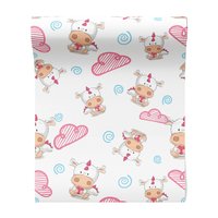 Tapeta - dziecięca, jednorożec, chmura, serce