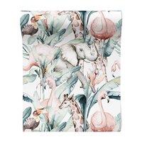 Tapeta - żyrafa, słoń, flaming,