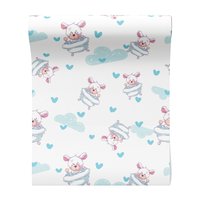 Tapeta - dziecięca, misie, chmurki, serca