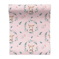 Tapeta - dziecięca, sarna, róże, wieniec