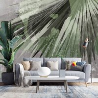 Fototapeta - beton, palmy, liście