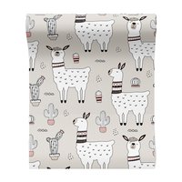 Tapeta - dziecięca, lama, kaktus, wzór