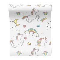 Tapeta - dziecięca, jednorożce, tęcze, gwiazdy