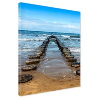 Obraz na płótnie - morze, plaża, drewno