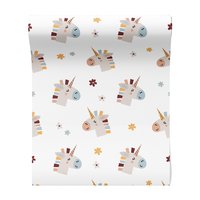 Tapeta - dziecięca, jednorożce, kwiaty,