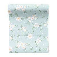 Tapeta - kwiaty, liście, kropki