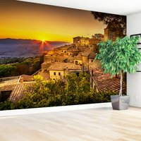 Fototapeta - miasto, zachód słońca, wzgórze