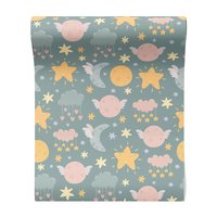 Tapeta - dziecięca, gwiazdy, księżyce, chmury