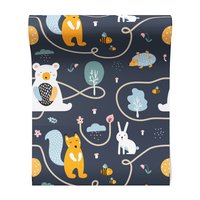 Tapeta - dziecięca, zwierzęta, las, wzór