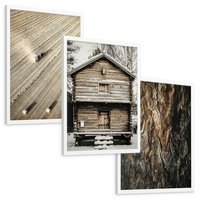 Zestaw obrazy w ramie, plakaty - ziemia, traktor, kora - rama biała