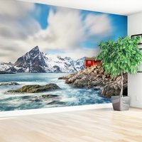 Fototapeta - góry, morze, domki