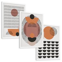 Zestaw obrazy w ramie, plakaty - abstrakcja, grafika, geometria - rama biała