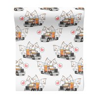 Tapeta - dziecięca, ciężarówka, koty,