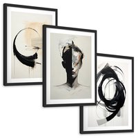 Zestaw obrazy w ramie, plakaty - abstrakcja,sztuka,nowoczesne - rama czarna