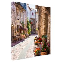 Obraz na płótnie - uliczka, kwiaty, architektura