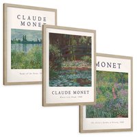 Zestaw obrazy w ramie, plakaty - Monet, Impresjonizm, Natura - rama drewno