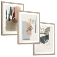 Zestaw obrazy w ramie, plakaty - abstrakcja,pastelowe,wzory - rama drewno