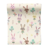 Tapeta - dziecięca, królik, drzewo, liść