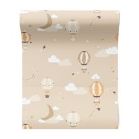 Tapeta - dziecięca, balony, chmury, gwiazdy