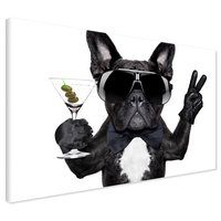 Obraz na płótnie - pies, martini, okulary
