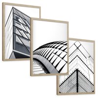 Zestaw obrazy w ramie, plakaty - architektura, budynek, fasada - rama drewno