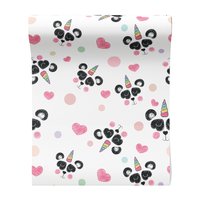 Tapeta - dziecięca, panda, jednorożec, serca