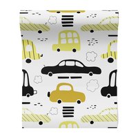 Tapeta - dziecięca, samochody, chmury, kreskówki