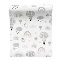 Tapeta - dziecięca, balony, chmury, tęcze