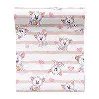 Tapeta - dziecięca, misie, serca, paski