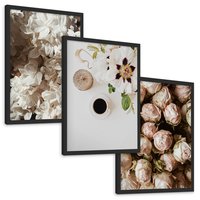Zestaw obrazy w ramie, plakaty - kwiaty, róże, bukiet - rama czarna