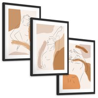 Zestaw obrazy w ramie, plakaty - kobieta, abstrakcja, ciało - rama czarna
