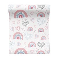 Tapeta - dziecięca, serca, tęcze, kropki