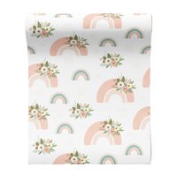 Tapeta - dziecięca, kwiaty, tęcza,