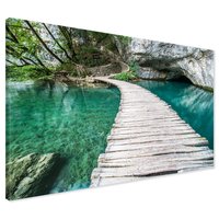 Obraz na płótnie - jezioro, las, mostek