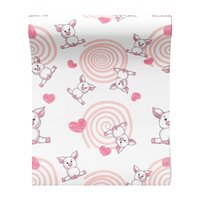 Tapeta - dziecięca, świnka, serce, spirala