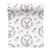 Tapeta - dziecięca, jeleń, róże, liście