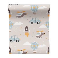 Tapeta - dziecięca, samochody, helikoptery, balony
