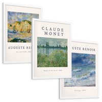 Zestaw obrazy w ramie, plakaty - impresjonizm, pejzaż, morze - rama biała