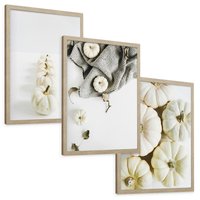 Zestaw obrazy w ramie, plakaty - dynie, jesień, dekoracje - rama drewno