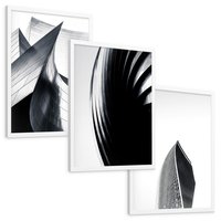 Zestaw obrazy w ramie, plakaty - architektura, budynki, detale - rama biała