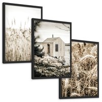 Zestaw obrazy w ramie, plakaty - natura, dom, rośliny - rama czarna