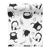 Tapeta - dziecięca, koty, serca, liście