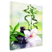 Obraz na płótnie - bambus, kamienie, orchidea