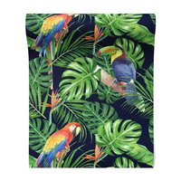 Tapeta - liście, papuga, tukan